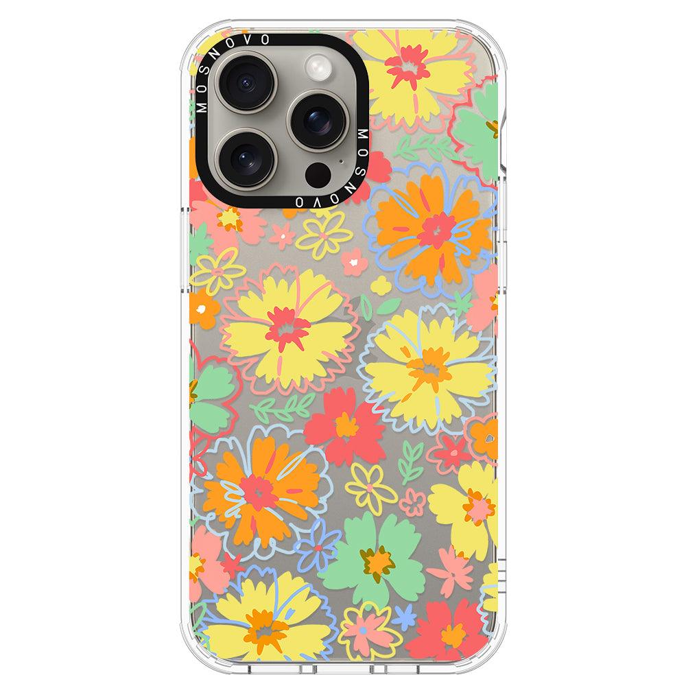 Retro Boho Hippie Flowers Phone Case - iPhone 15 Pro Max Case - MOSNOVO