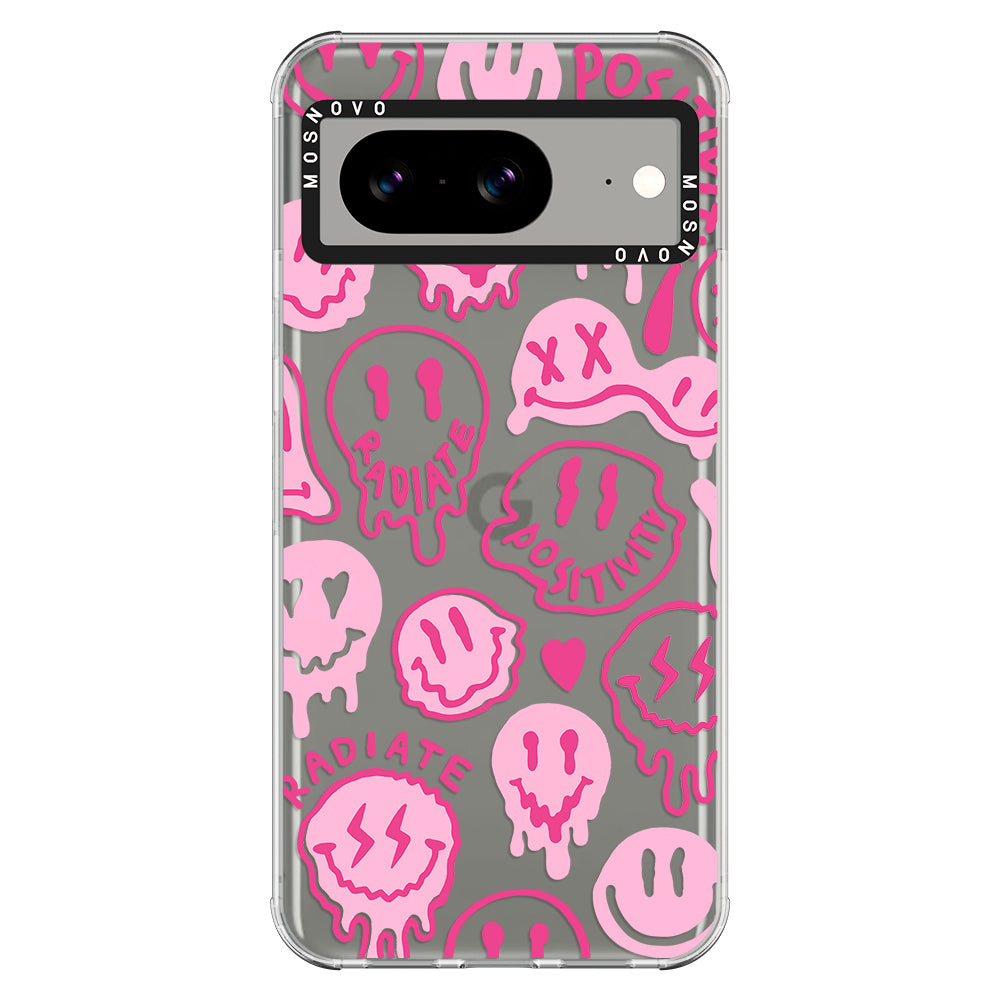 Pink Dripping Smiles Positivity Radiate Face Phone Case - Google Pixel 8 Case - MOSNOVO