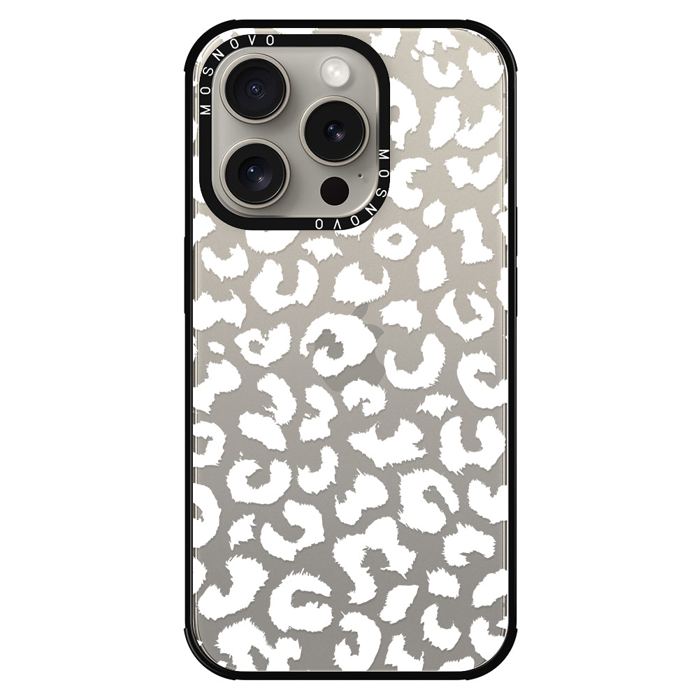 White Leopard Phone Case - iPhone 15 Pro Case - MOSNOVO