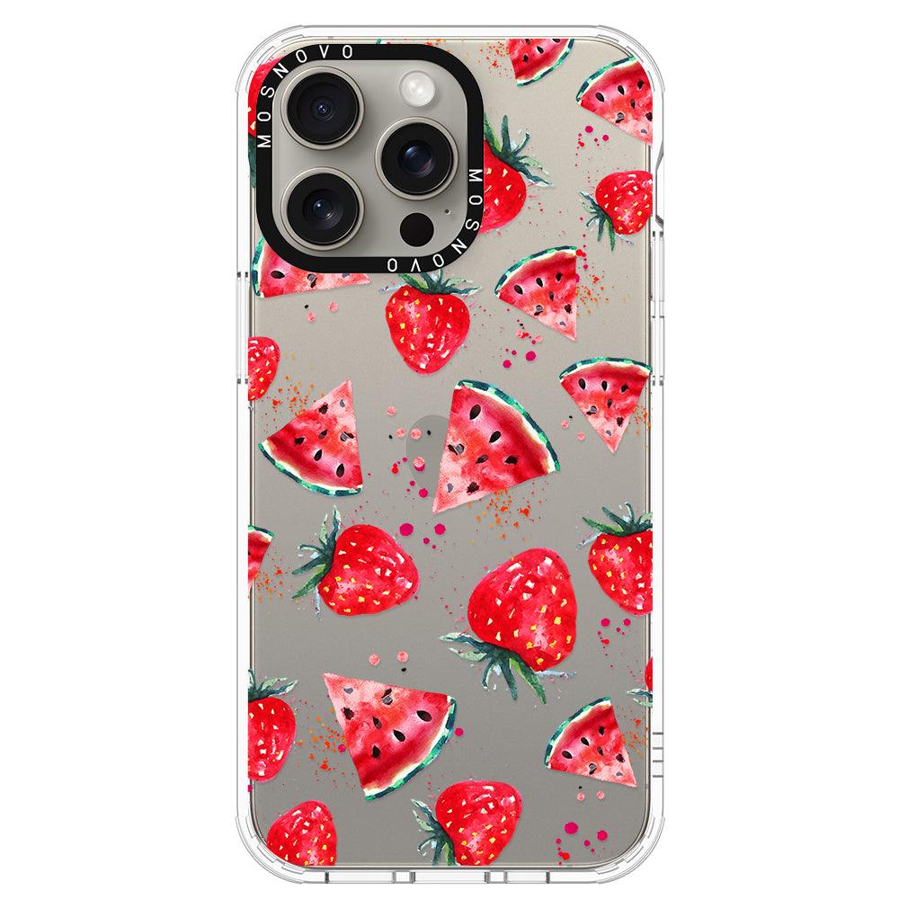 Watermelon and Strawberry Phone Case - iPhone 15 Pro Max Case - MOSNOVO