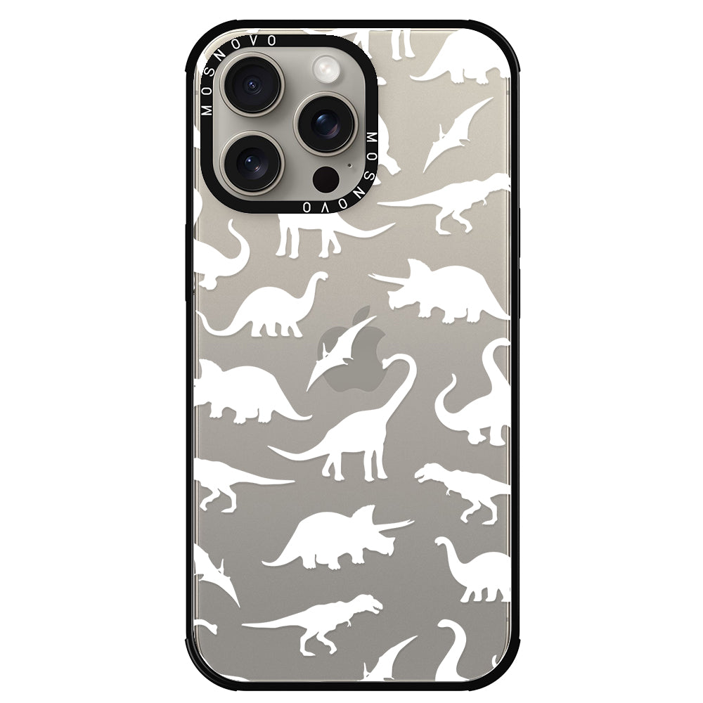 White Dinosaur Phone Case - iPhone 15 Pro Max Case - MOSNOVO