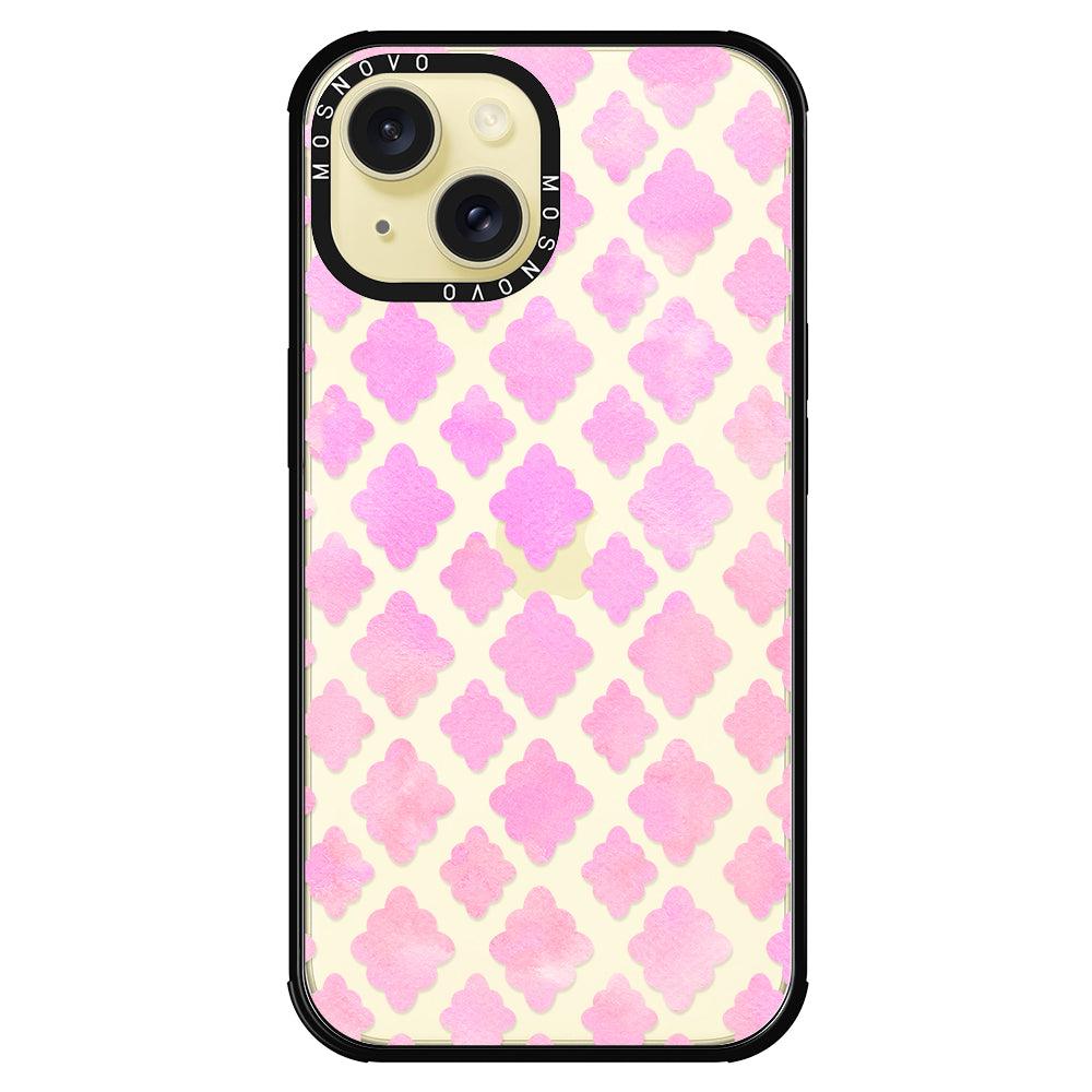 Pink Flower Diamond Phone Case - iPhone 15 Case - MOSNOVO