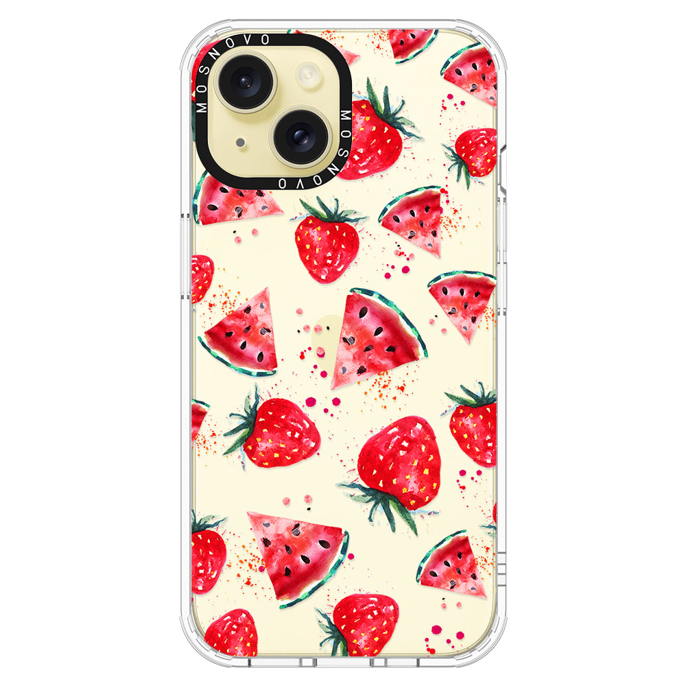 Watermelon and Strawberry Phone Case - iPhone 15 Plus Case - MOSNOVO