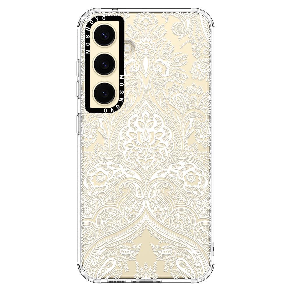 White Damask Phone Case - Samsung Galaxy S24 Case - MOSNOVO