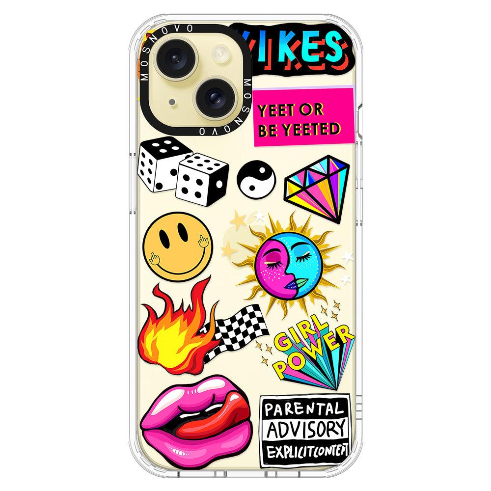 Funky Stickers Phone Case - iPhone 15 Case - MOSNOVO