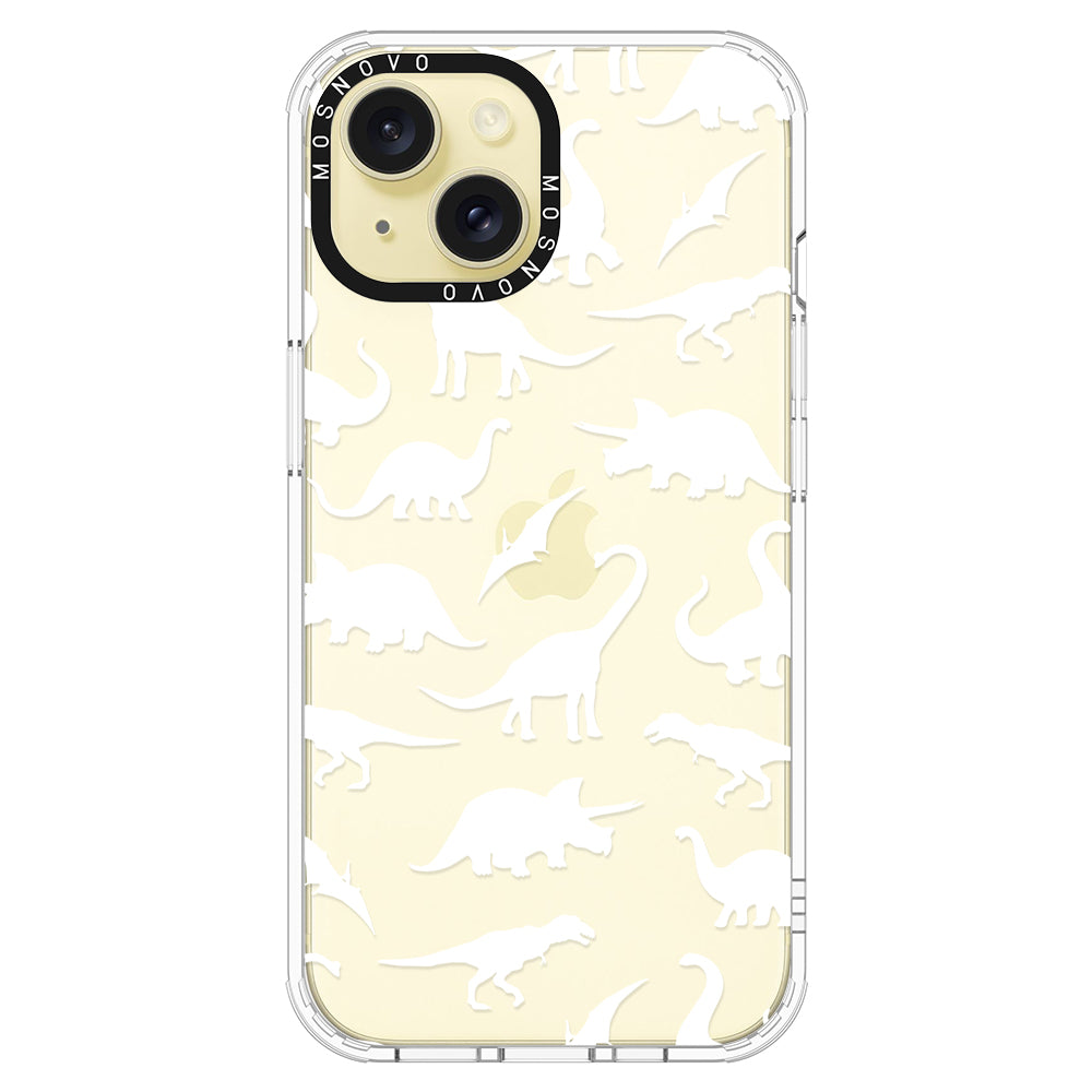 White Dinosaur Phone Case - iPhone 15 Plus Case - MOSNOVO