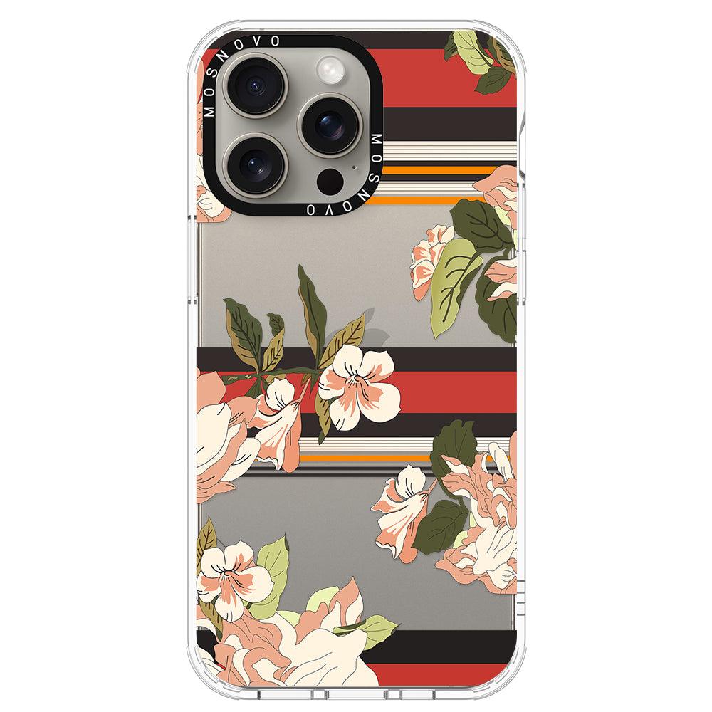 Classic Stripe Floral Phone Case - iPhone 15 Pro Max Case - MOSNOVO