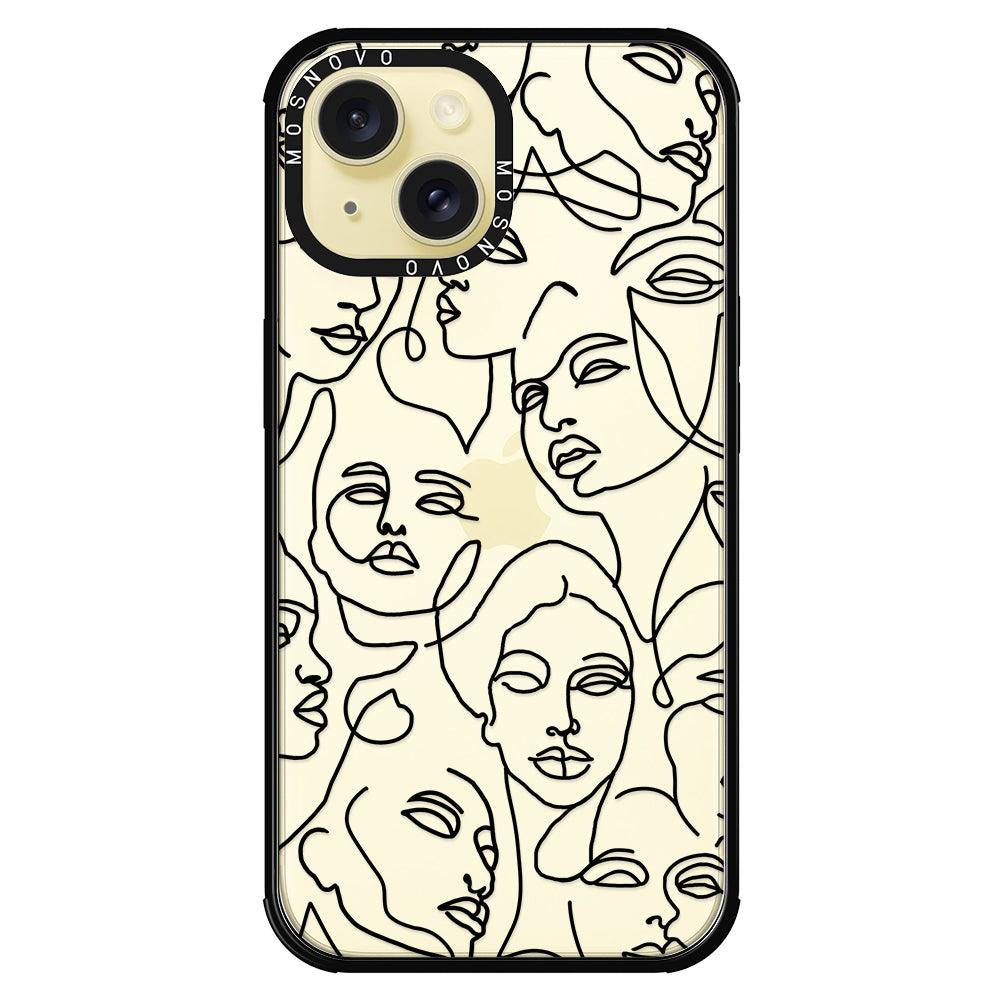 Abstract Face Line Art Phone Case - iPhone 15 Case - MOSNOVO