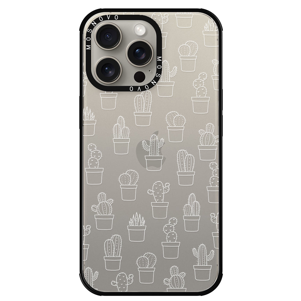 White Potted Cactus Phone Case - iPhone 15 Pro Max Case - MOSNOVO