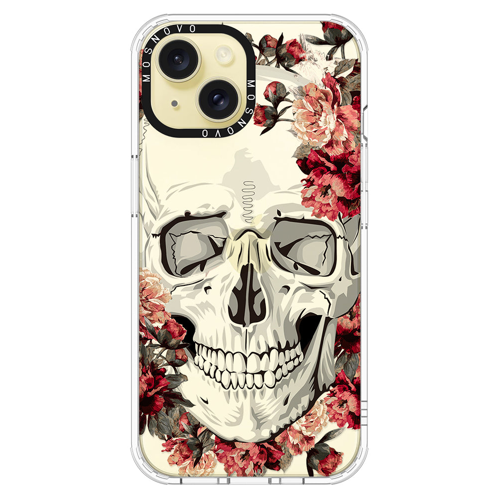 Red Flower Skull Phone Case - iPhone 15 Plus Case - MOSNOVO