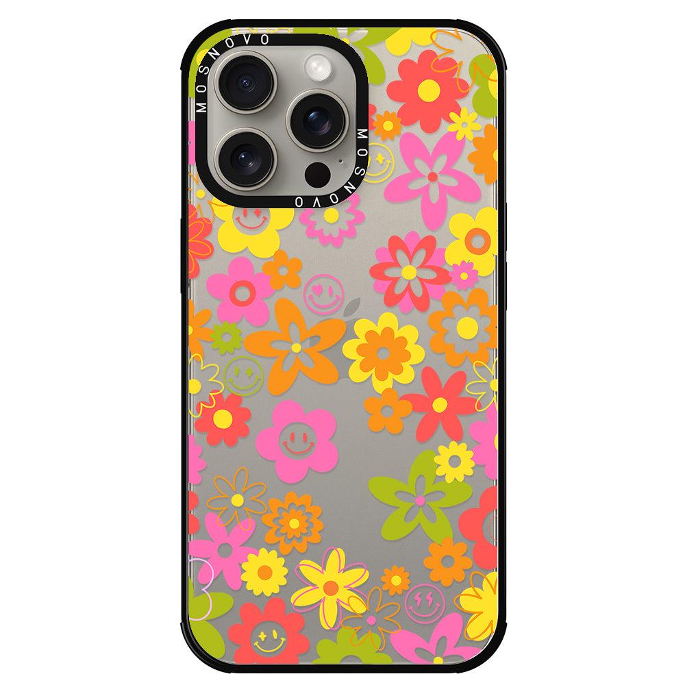 70's Groovy Floral Phone Case - iPhone 15 Pro Max Case - MOSNOVO