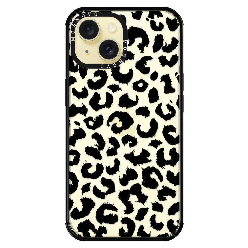 Black Leopard Phone Case - iPhone 15 Plus Case - MOSNOVO