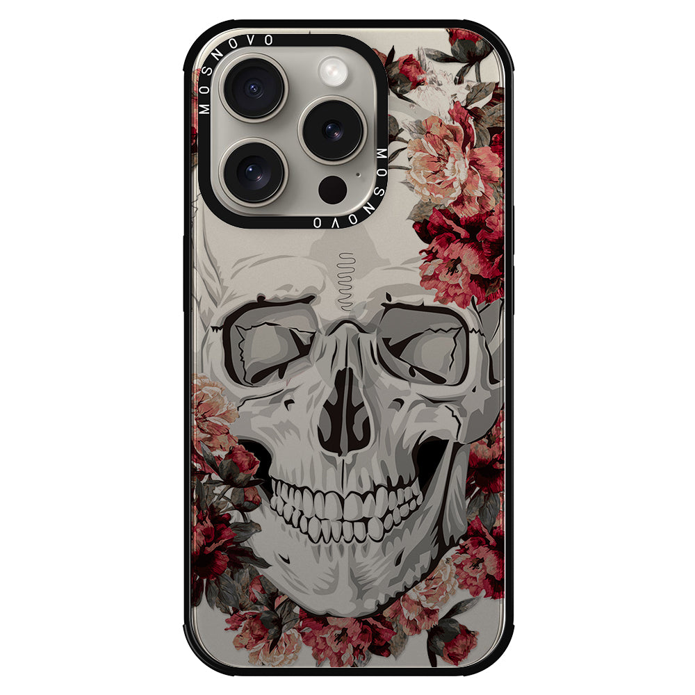 Red Flower Skull Phone Case - iPhone 15 Pro Case - MOSNOVO