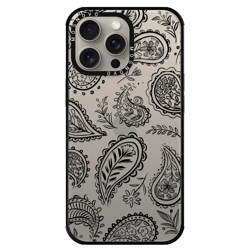 Black Paisley Phone Case - iPhone 15 Pro Max Case - MOSNOVO