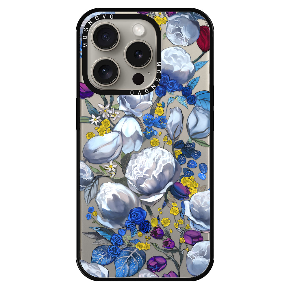 Purple Blue Floral Phone Case - iPhone 15 Pro Case - MOSNOVO