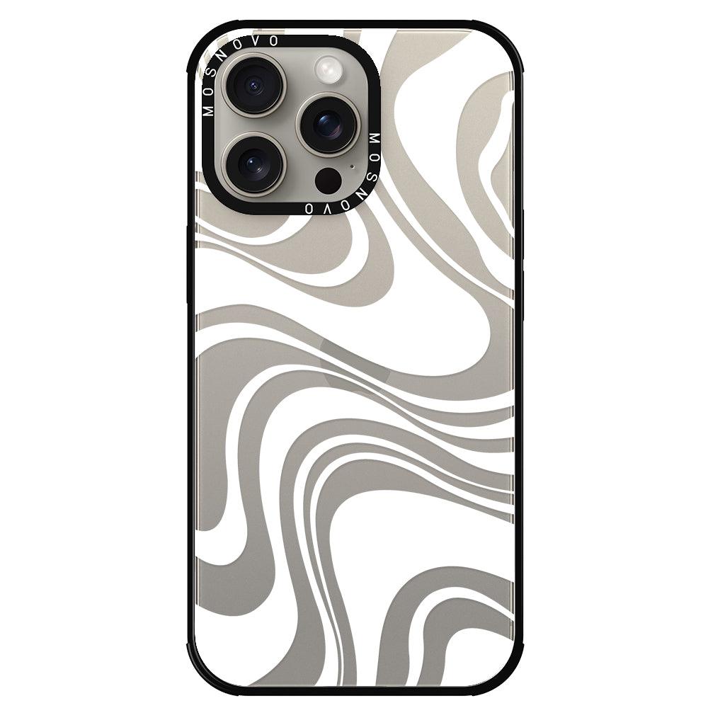 White Swirl Phone Case - iPhone 15 Pro Max Case - MOSNOVO