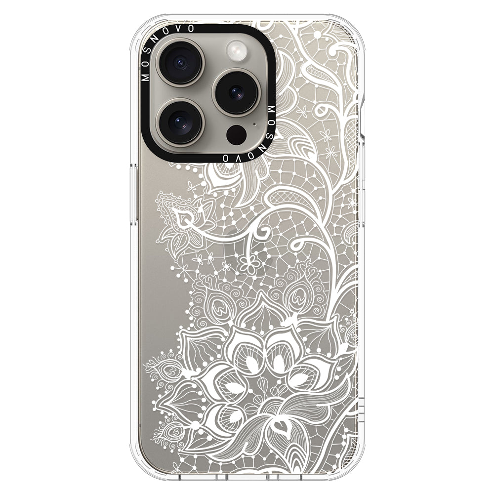 White Lotus Henna Phone Case - iPhone 15 Pro Case - MOSNOVO