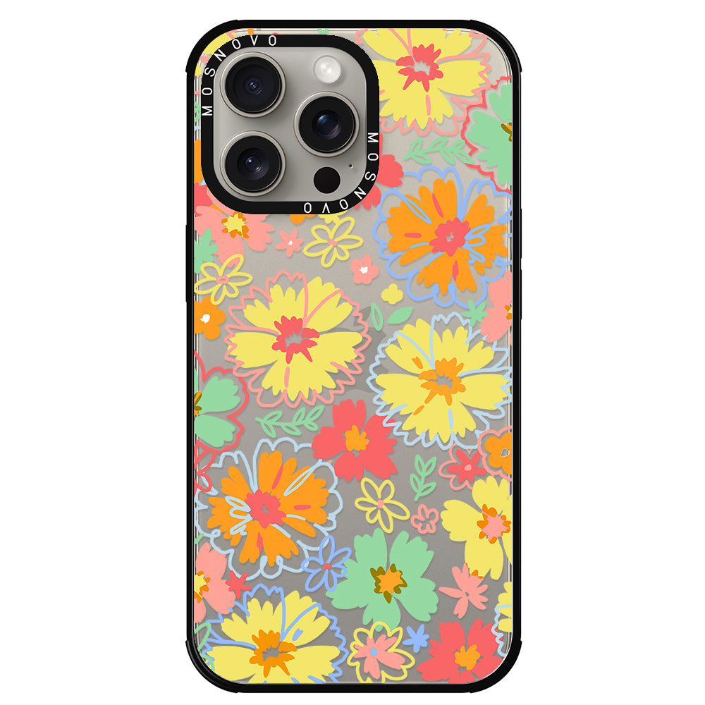 Retro Boho Hippie Flowers Phone Case - iPhone 15 Pro Max Case - MOSNOVO