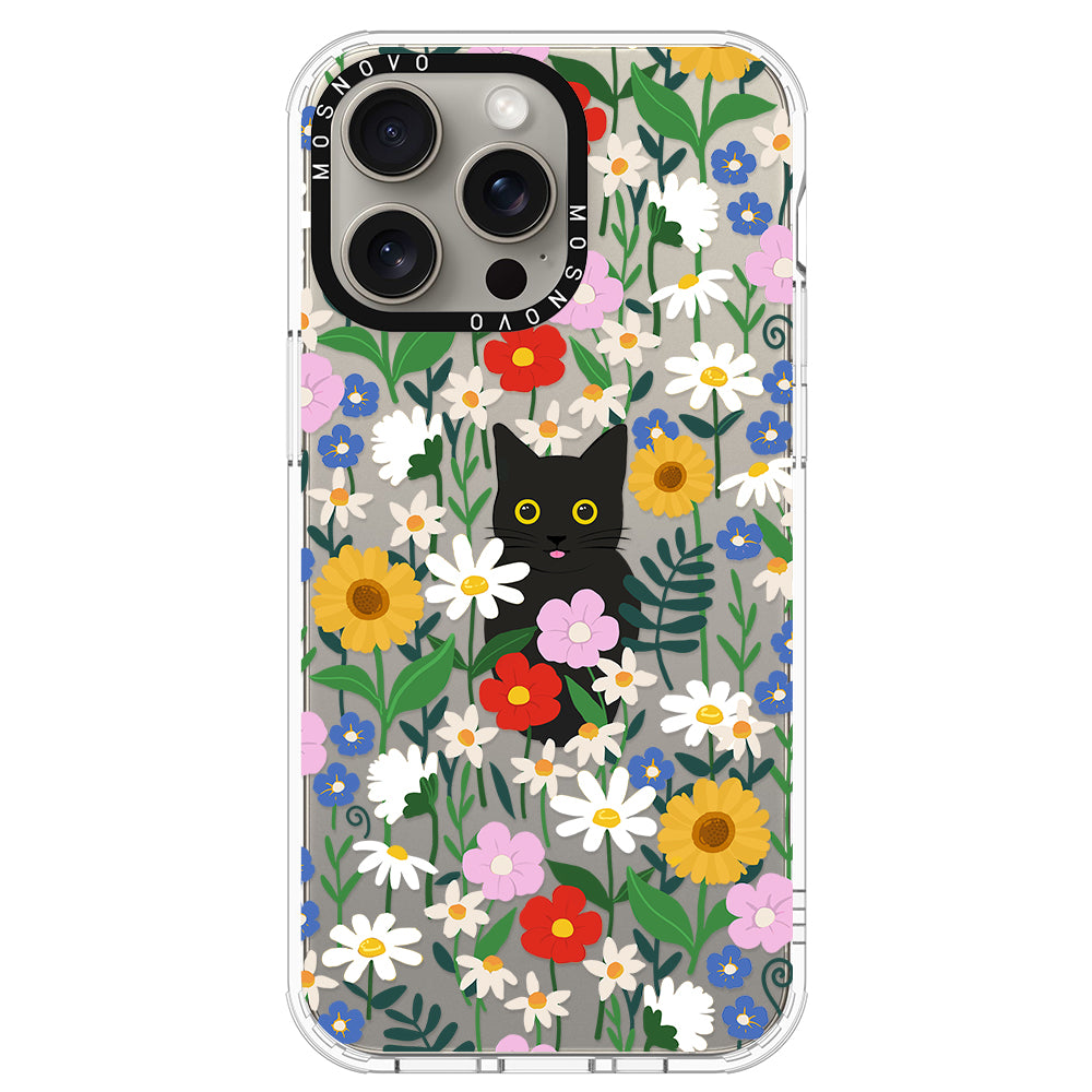 Black Cat in Garden Phone Case - iPhone 15 Pro Max Case - MOSNOVO