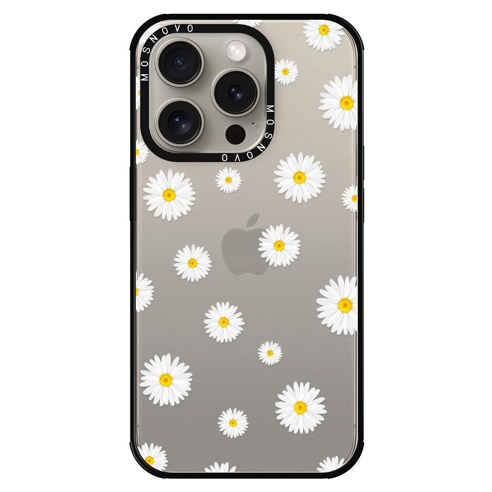 White Daisy Phone Case - iPhone 15 Pro Case - MOSNOVO