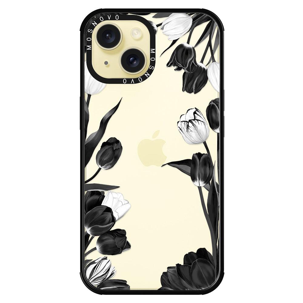 Black Tulips Phone Case - iPhone 15 Case - MOSNOVO