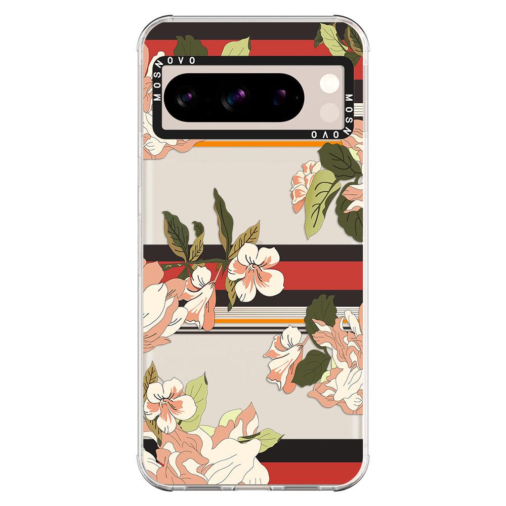 Classic Stripe Floral Phone Case - Google Pixel 8 Pro Case - MOSNOVO