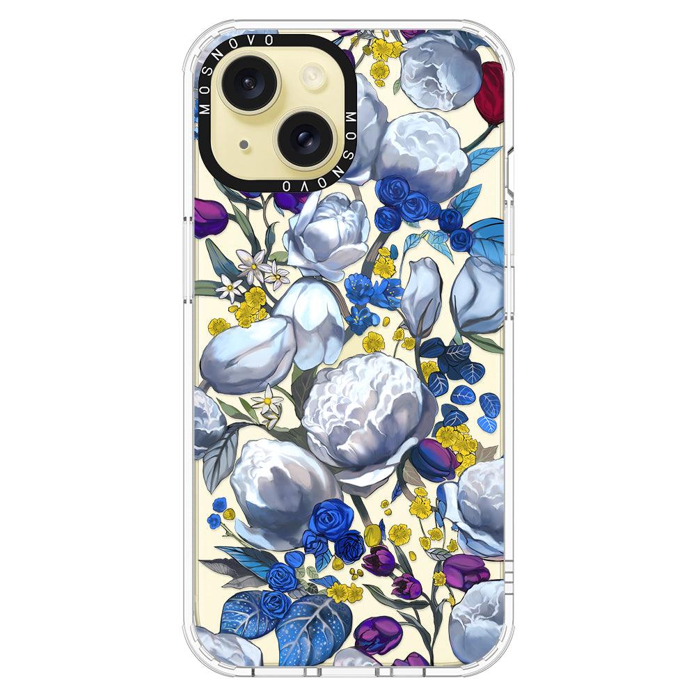 Purple Blue Floral Phone Case - iPhone 15 Case - MOSNOVO