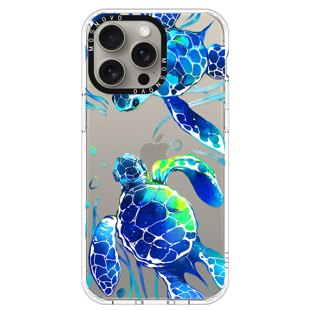 Blue Sea Turtle Phone Case - iPhone 15 Pro Max Case - MOSNOVO