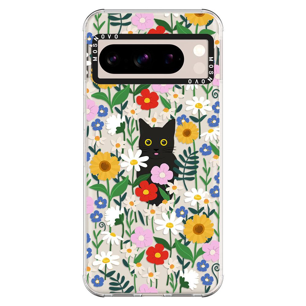 Black Cat in Garden Phone Case - Google Pixel 8 Pro Case - MOSNOVO