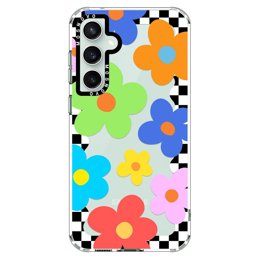 60's Checkered Floral Phone Case - Samsung Galaxy S23 FE Case