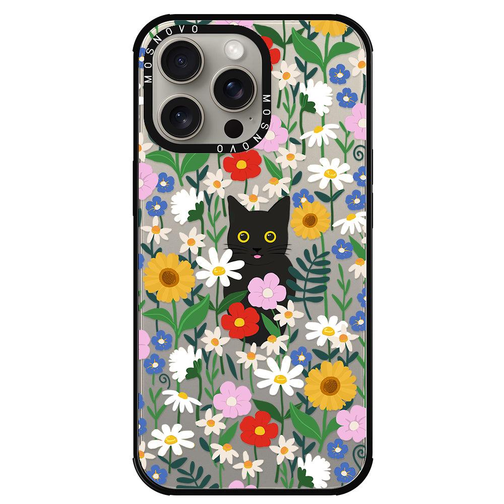 Black Cat in Garden Phone Case - iPhone 15 Pro Max Case - MOSNOVO