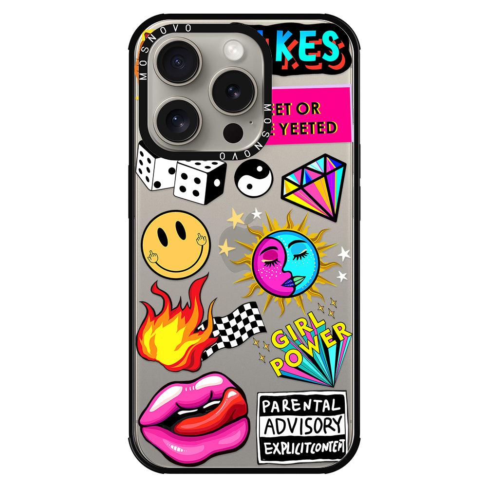 Funky Stickers Phone Case - iPhone 15 Pro Case - MOSNOVO