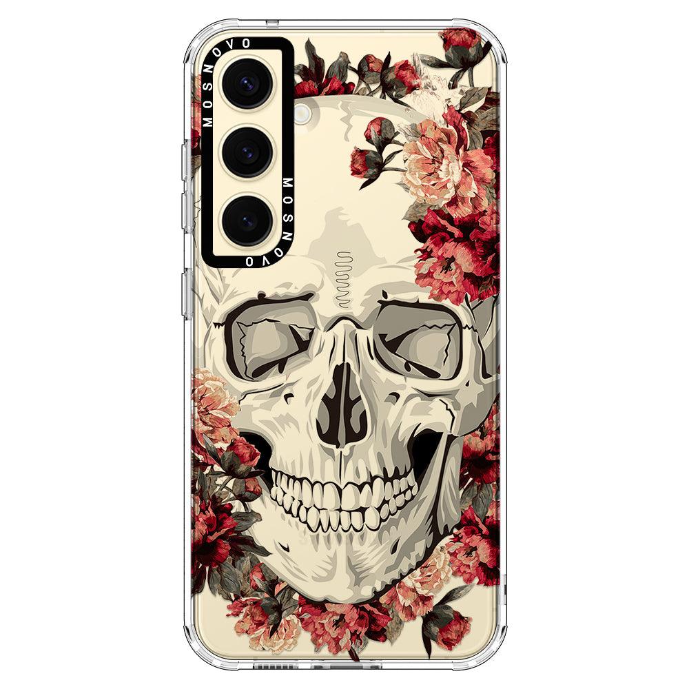 Red Flower Skull Phone Case - Samsung Galaxy S24 Plus Case - MOSNOVO