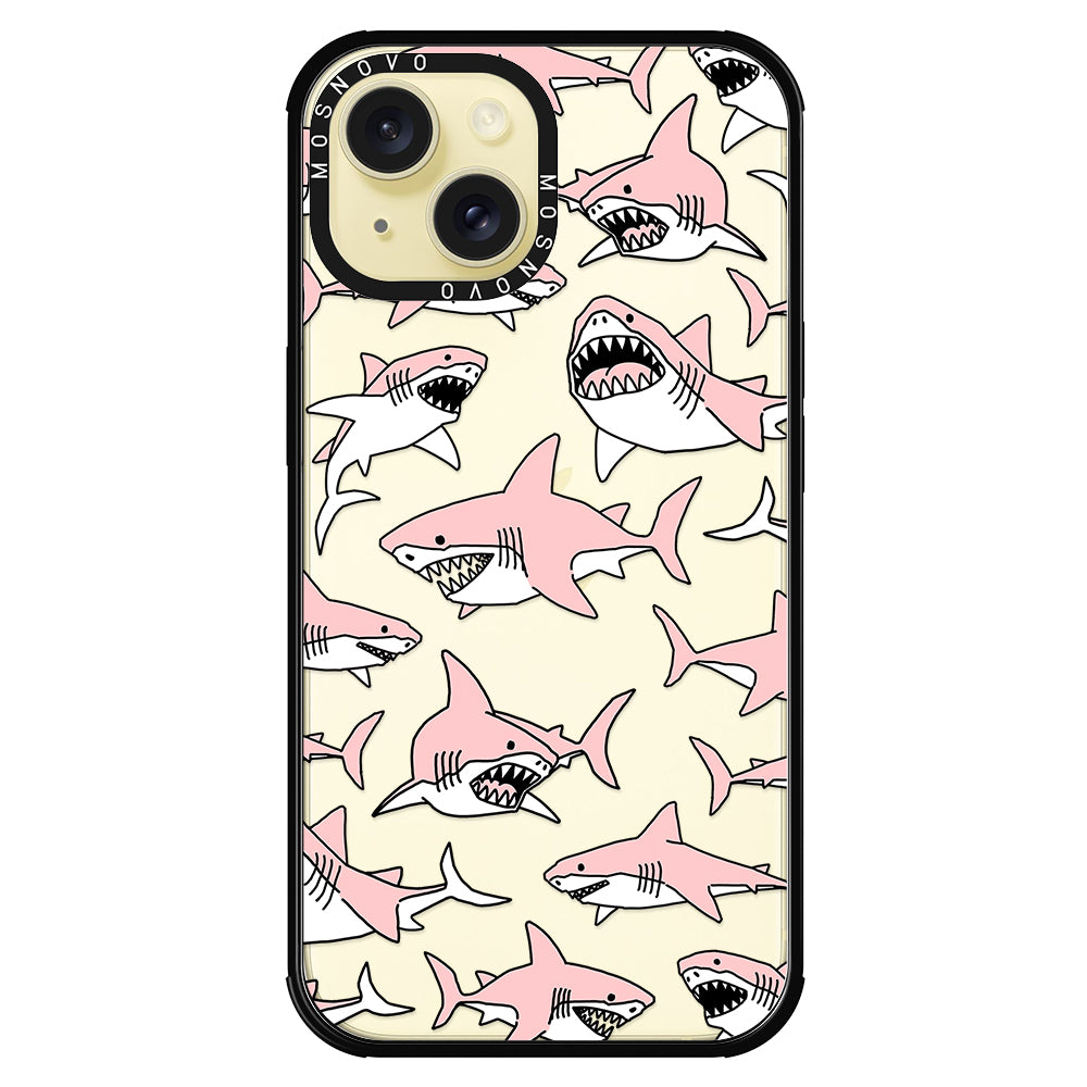 Pink Shark Phone Case - iPhone 15 Plus Case - MOSNOVO