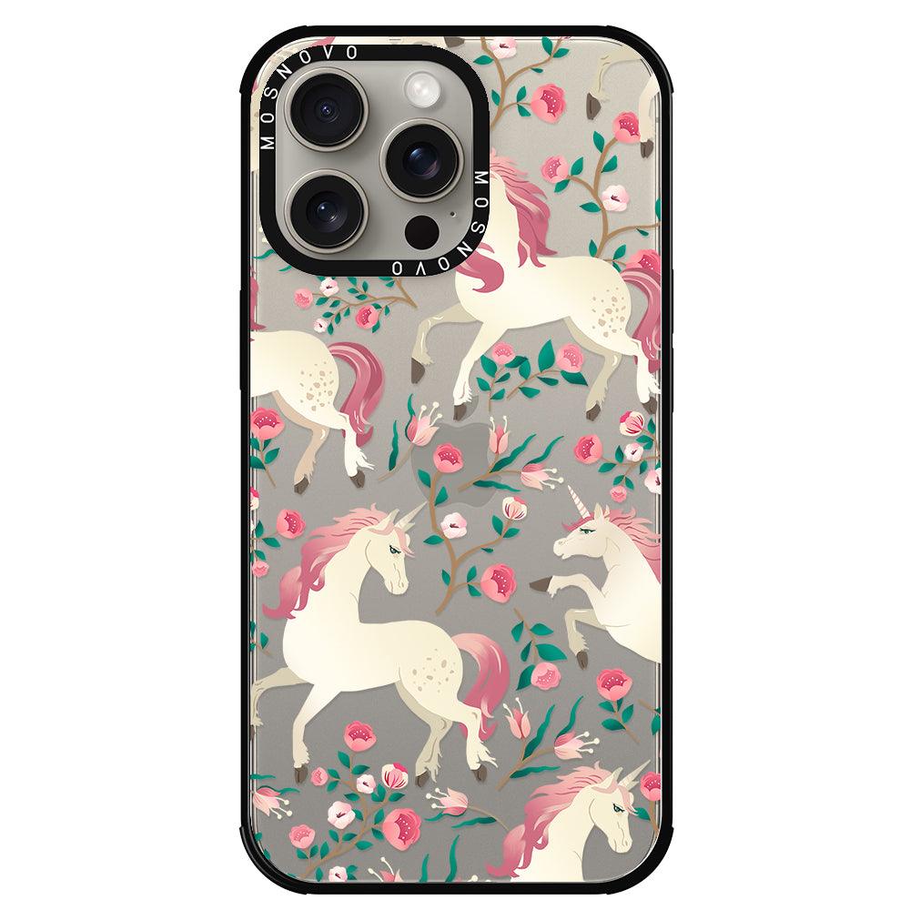 Unicorn with Floral Phone Case - iPhone 15 Pro Max Case - MOSNOVO