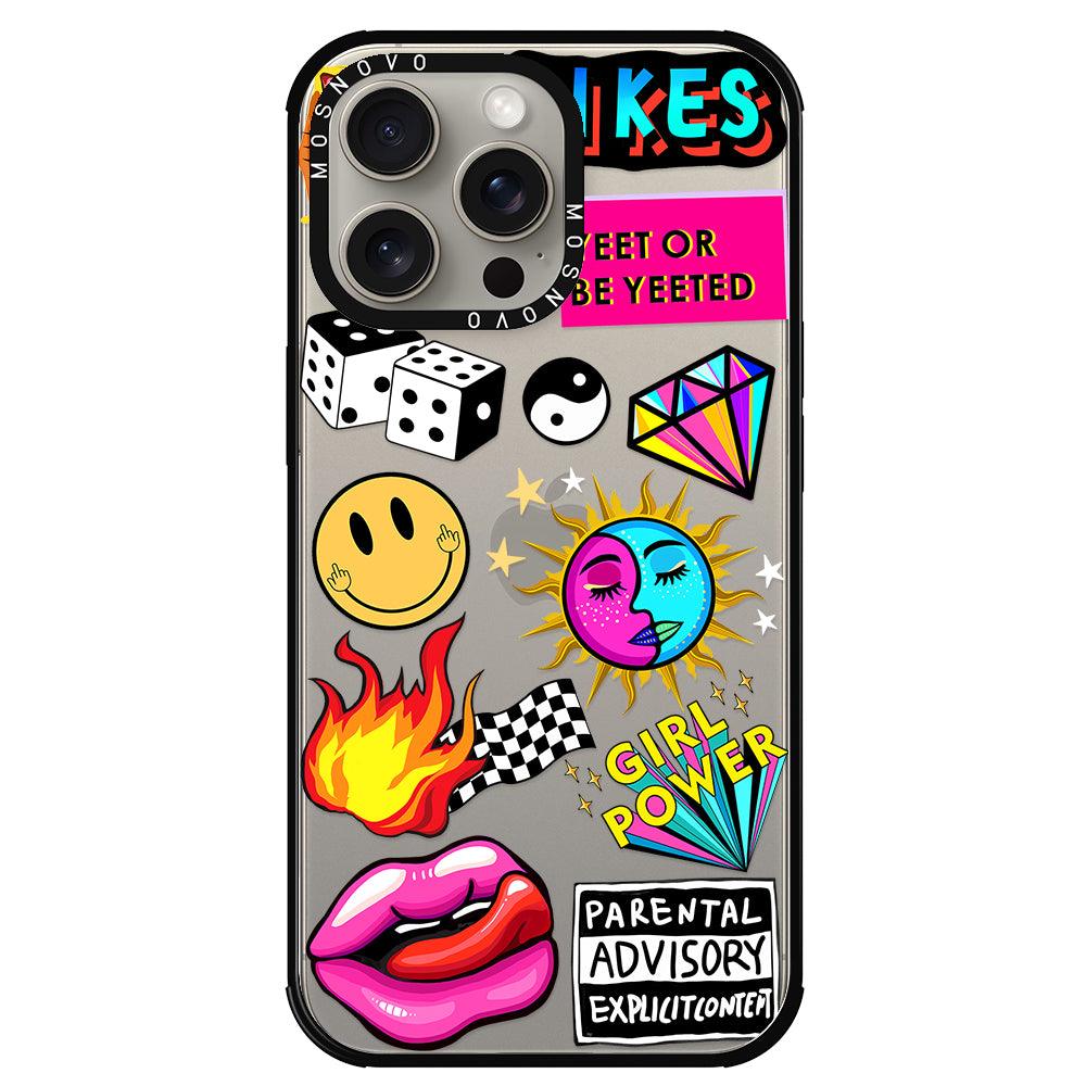 Funky Stickers Phone Case - iPhone 15 Pro Max Case - MOSNOVO