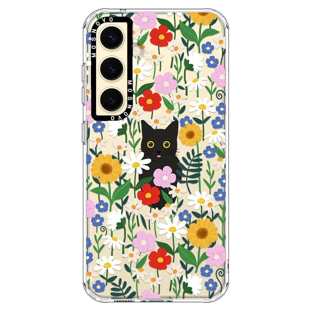 Black Cat in Garden Phone Case - Samsung Galaxy S24 Plus Case - MOSNOVO