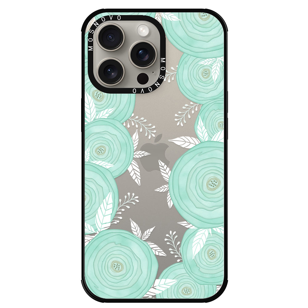 Mint Flower Phone Case - iPhone 15 Pro Max Case - MOSNOVO