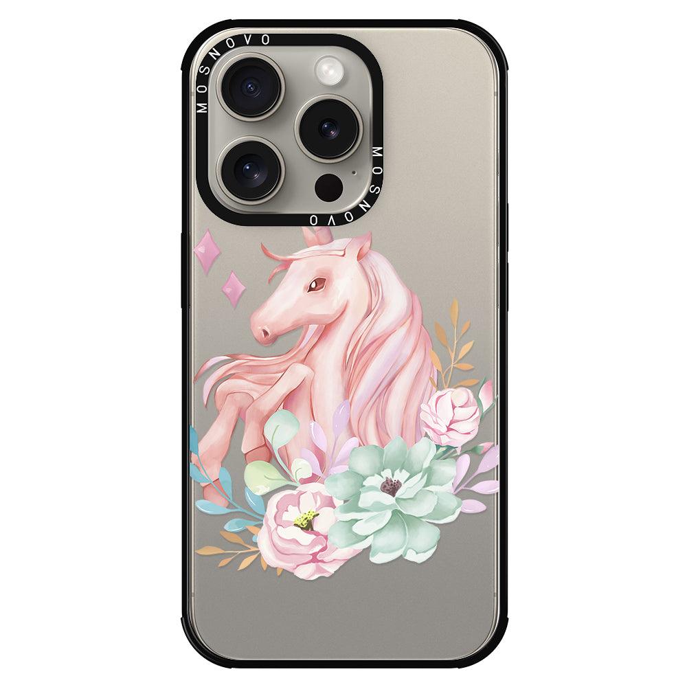 Elegant Flowers Unicorn Phone Case - iPhone 15 Pro Case - MOSNOVO