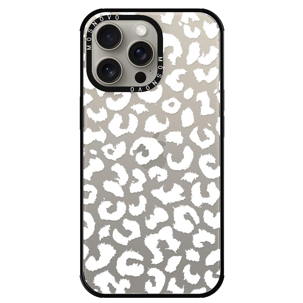 White Leopard Phone Case - iPhone 15 Pro Max Case - MOSNOVO