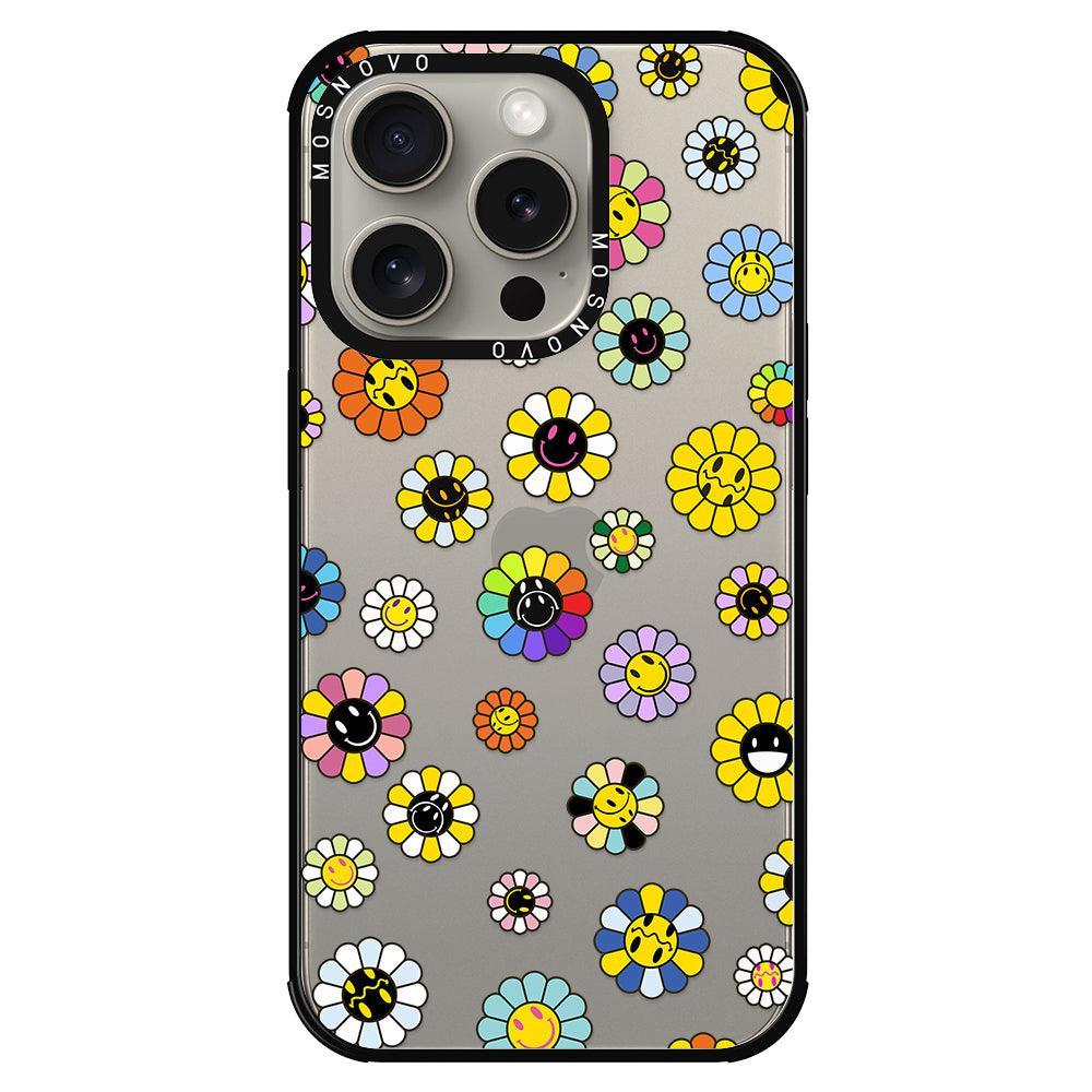 Flower Smiley Face Phone Case - iPhone 15 Pro Case - MOSNOVO