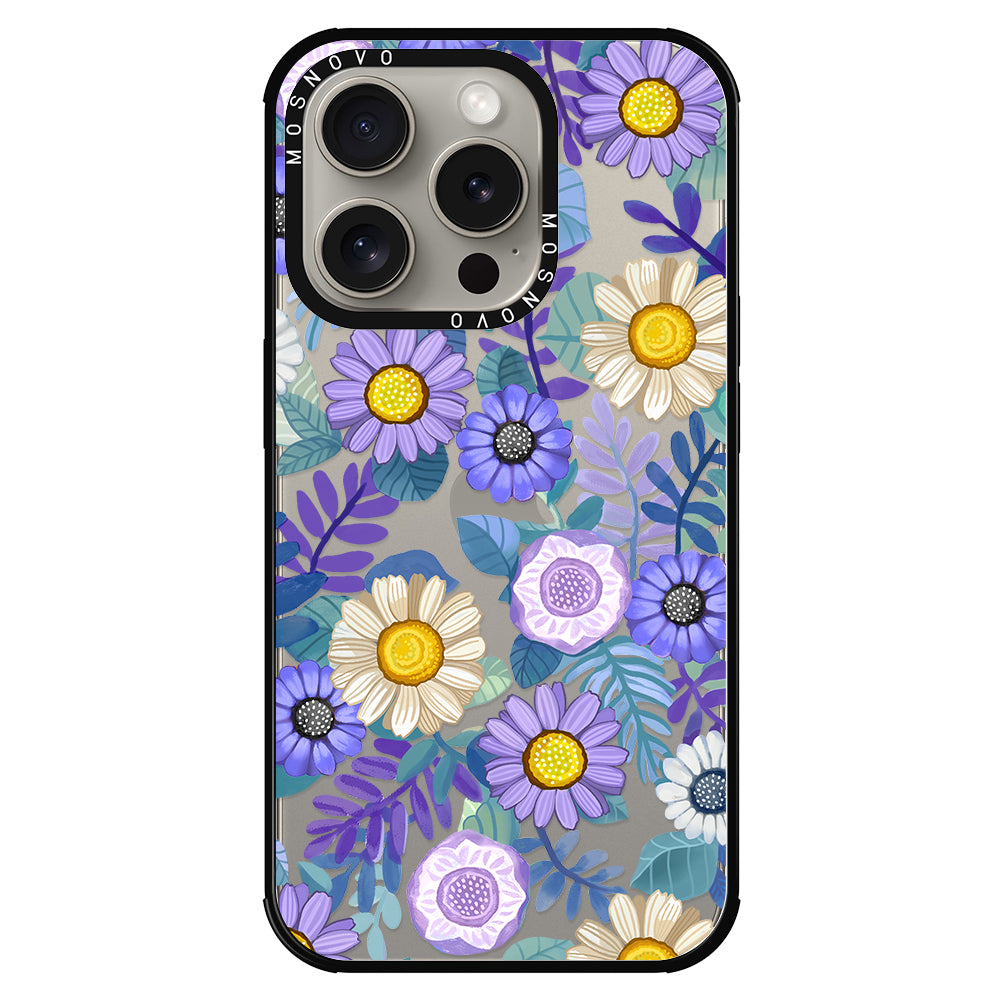 Purple Floral Phone Case - iPhone 15 Pro Case - MOSNOVO