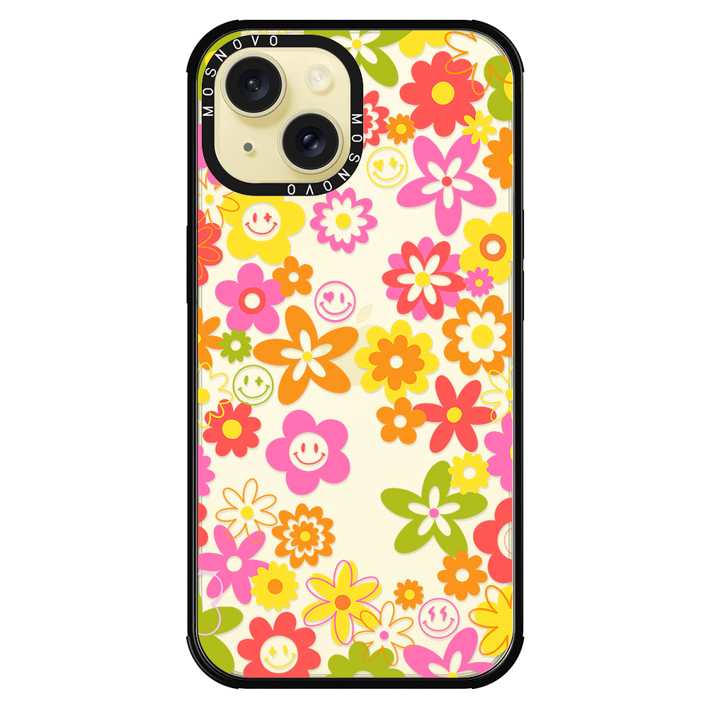 70's Groovy Floral Phone Case - iPhone 15 Plus Case - MOSNOVO