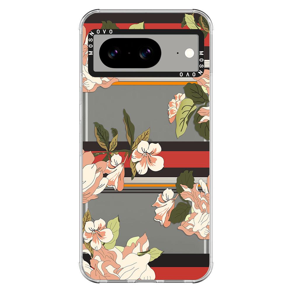 Classic Stripe Floral Phone Case - Google Pixel 8 Case - MOSNOVO