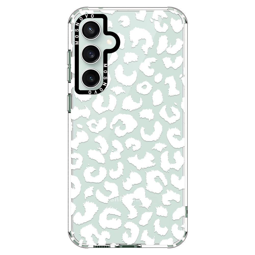 White Leopard Print Phone Case - Samsung Galaxy S23 FE Case