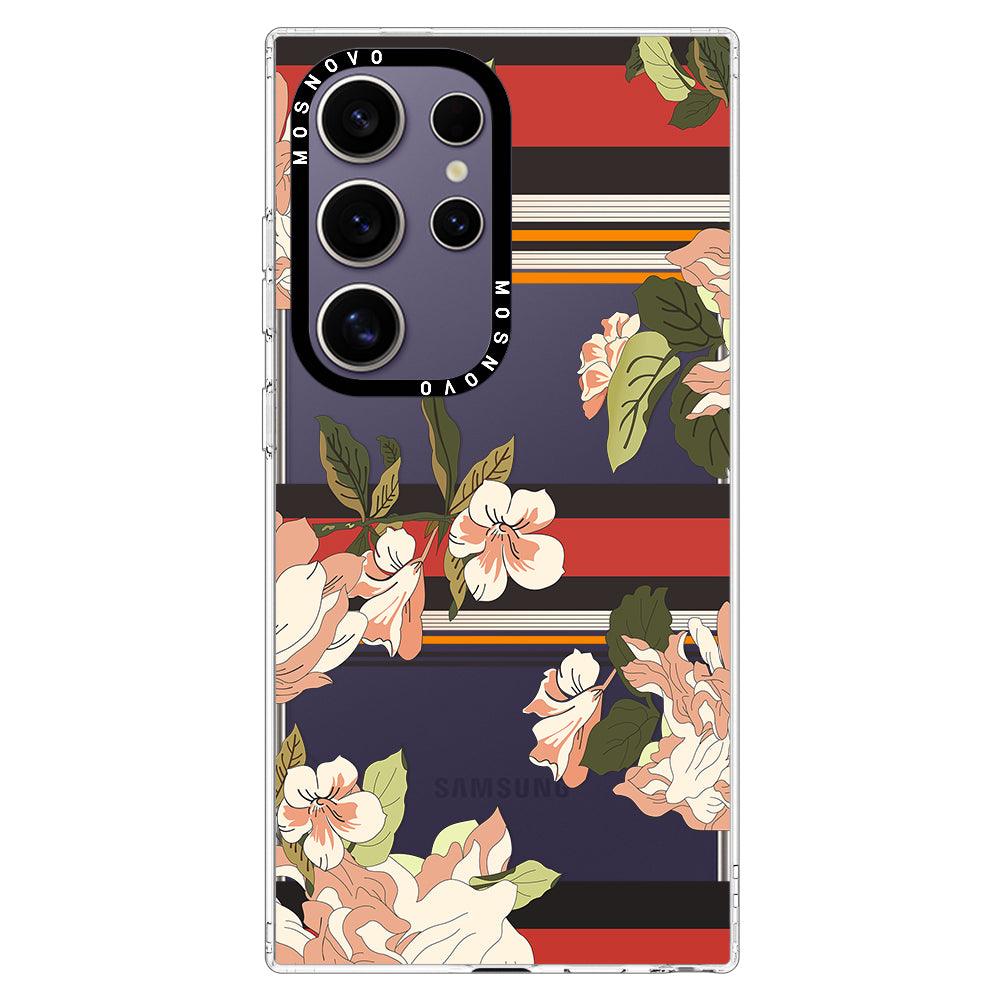 Classic Stripes Floral Phone Case - Samsung Galaxy S24 Ultra Case - MOSNOVO