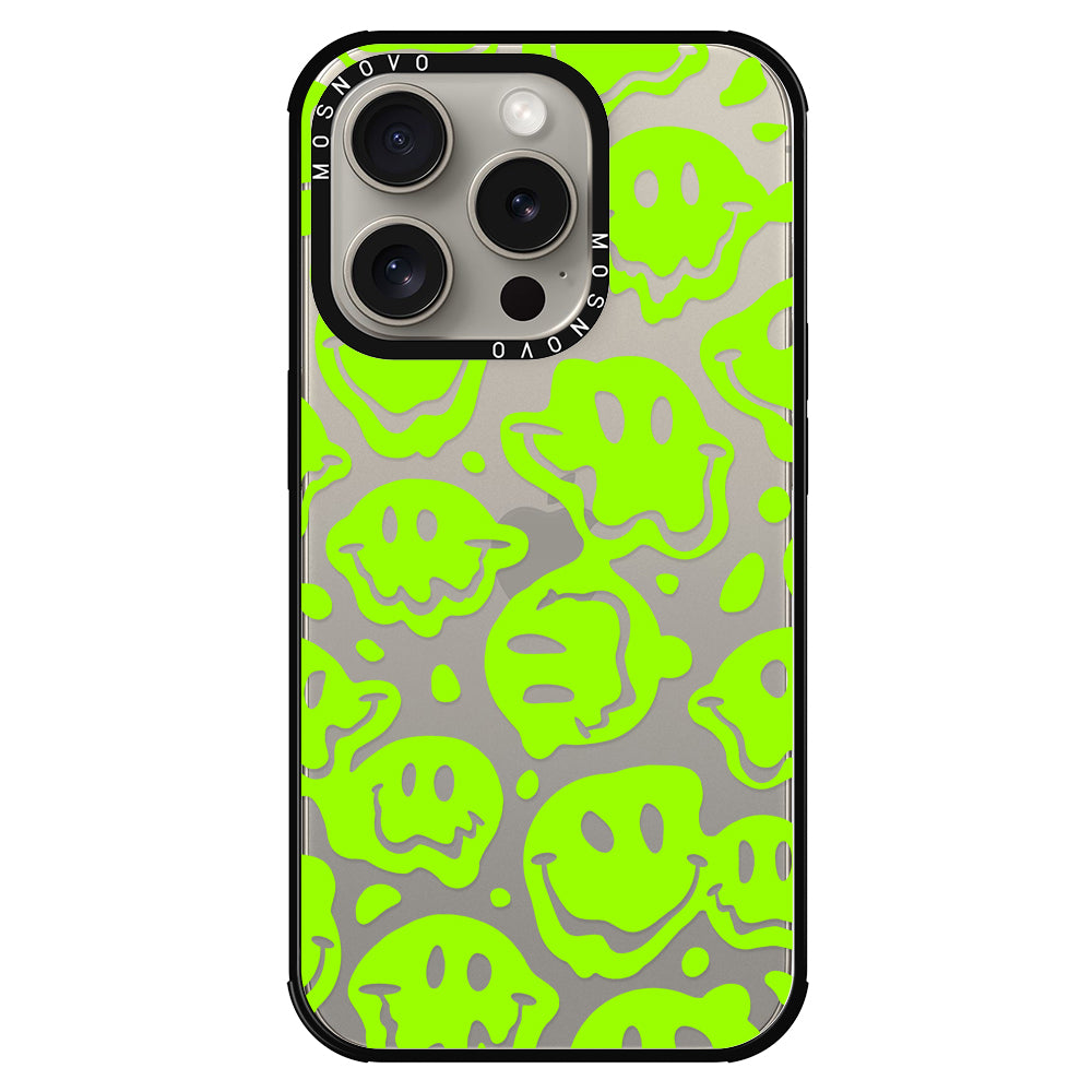 Distorted Green Smiles Face Phone Case - iPhone 15 Pro Case - MOSNOVO