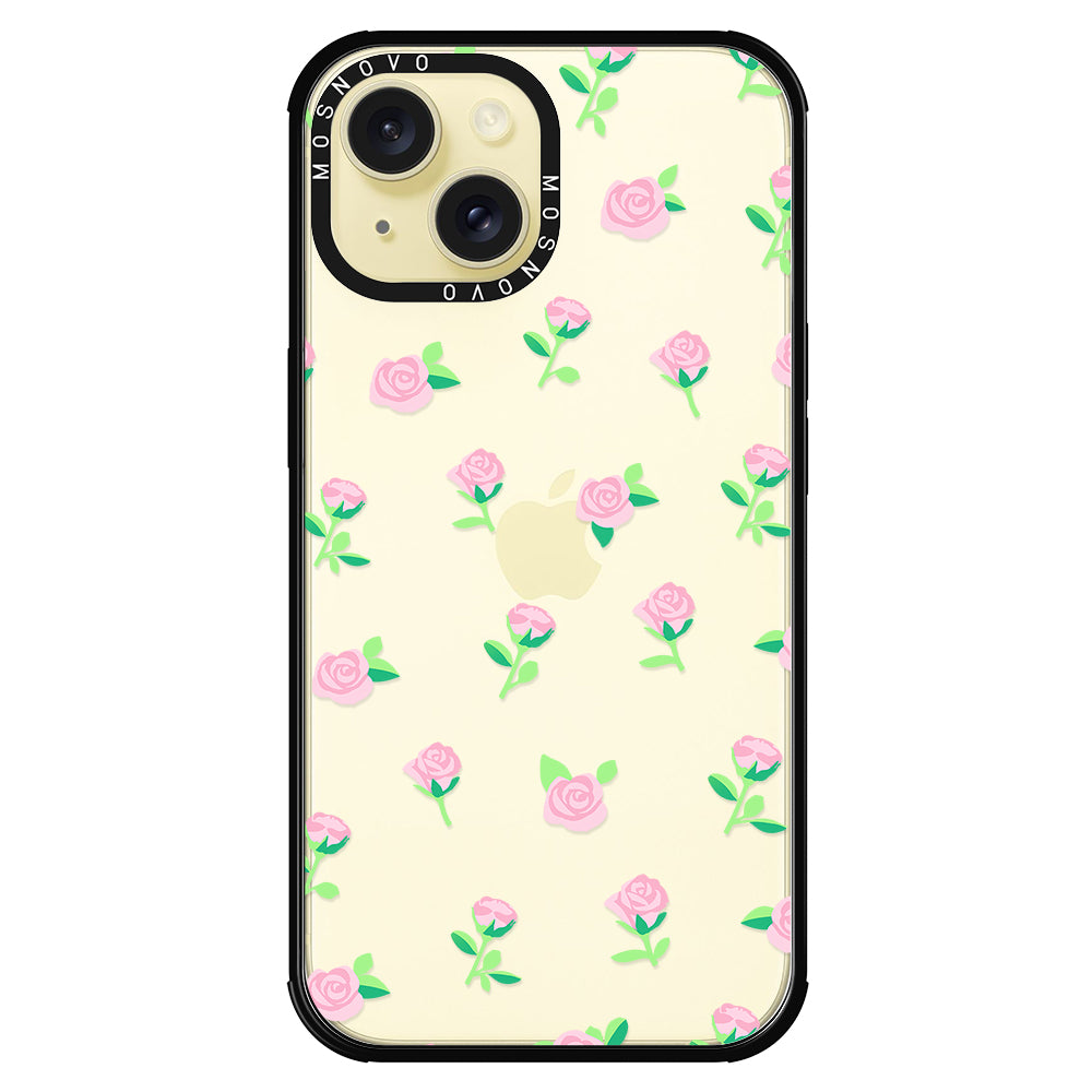 Pink Rose Floral Phone Case - iPhone 15 Plus Case - MOSNOVO