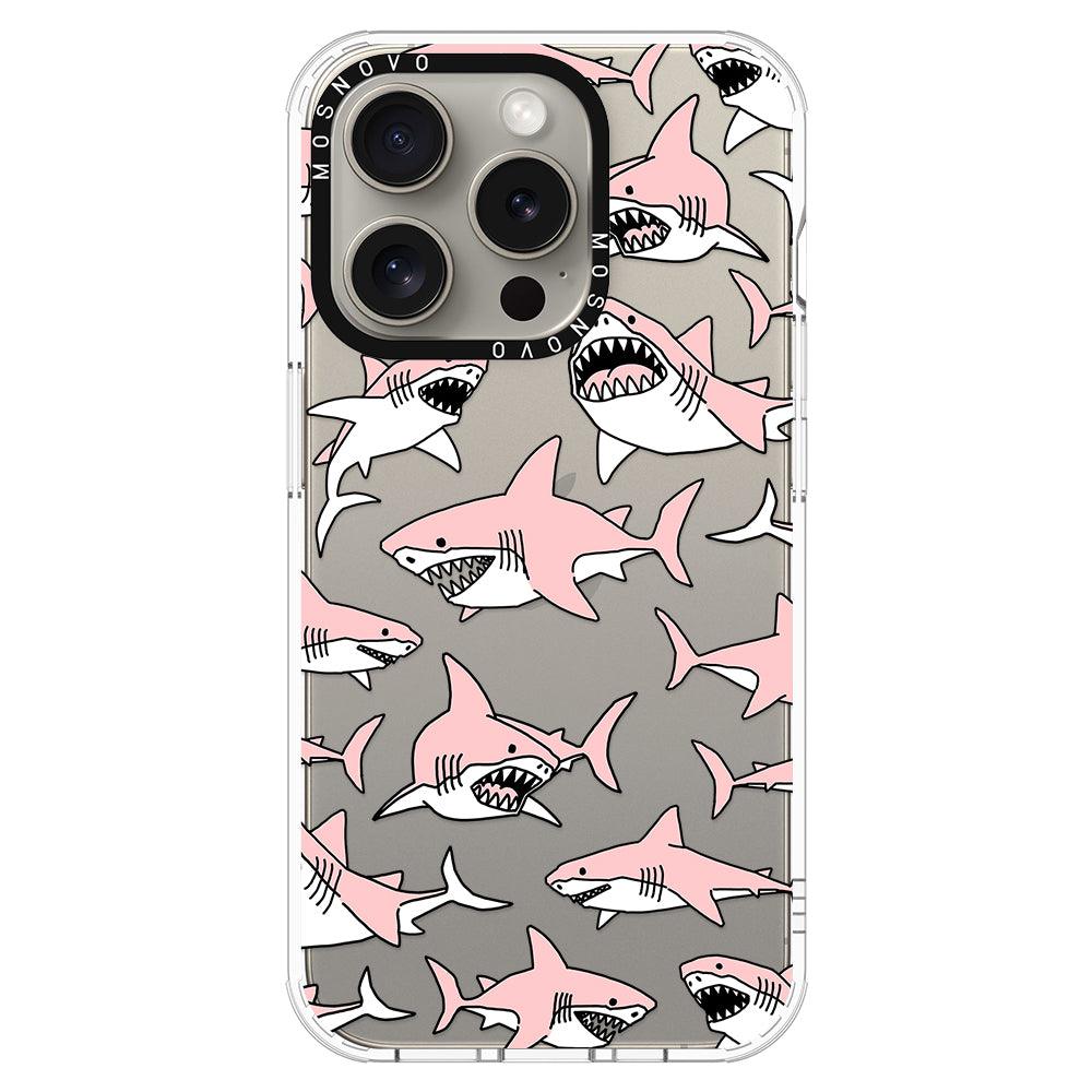 Pink Shark Phone Case - iPhone 15 Pro Case - MOSNOVO