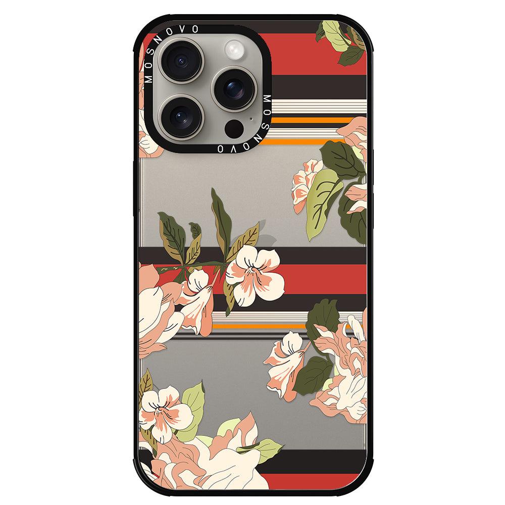 Classic Stripe Floral Phone Case - iPhone 15 Pro Max Case - MOSNOVO